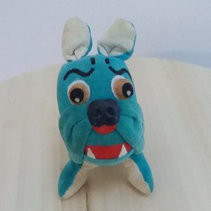 Vintage Stuffed Bulldog Dakin Dream Pets Green Dog Sawdust Plush Animal Japan